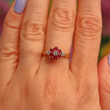 Ellibelle Jewellery Vintage 1980s Ruby & Diamond Gold Cluster Ring