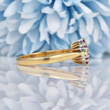 Ellibelle Jewellery Vintage 1980s Ruby & Diamond Gold Cluster Ring