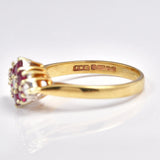 Ellibelle Jewellery Vintage 1980s Ruby & Diamond Gold Cluster Ring