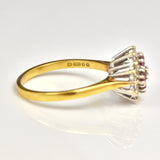 Ellibelle Jewellery Vintage 1980s Ruby & Diamond Square Cluster Ring