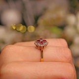 Ellibelle Jewellery Vintage 1980s Ruby & Diamond Square Cluster Ring