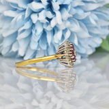 Ellibelle Jewellery Vintage 1980s Ruby & Diamond Square Cluster Ring