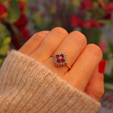 Ellibelle Jewellery Vintage 1980s Ruby & Diamond Square Cluster Ring