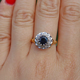 Ellibelle Jewellery Vintage 1980s Sapphire & Diamond 18ct Gold Ring