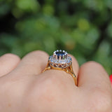 Ellibelle Jewellery Vintage 1980s Sapphire & Diamond 18ct Gold Ring