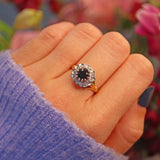 Ellibelle Jewellery Vintage 1980s Sapphire & Diamond 18ct Gold Ring