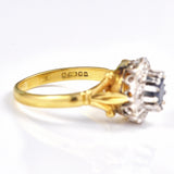 Ellibelle Jewellery Vintage 1980s Sapphire & Diamond 18ct Gold Ring