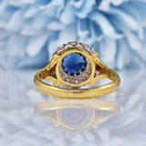 Ellibelle Jewellery Vintage 1980s Sapphire & Diamond 18ct Gold Ring