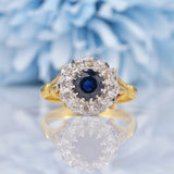 Ellibelle Jewellery Vintage 1980s Sapphire & Diamond 18ct Gold Ring