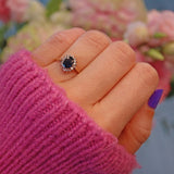 Ellibelle Jewellery Vintage 1980s Sapphire & Diamond Cluster Ring