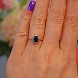 Ellibelle Jewellery Vintage 1980s Sapphire & Diamond Cluster Ring