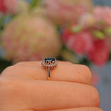 Ellibelle Jewellery Vintage 1980s Sapphire & Diamond Cluster Ring