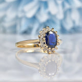 Ellibelle Jewellery Vintage 1980s Sapphire & Diamond Cluster Ring