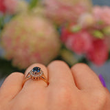 Ellibelle Jewellery Vintage 1980s Sapphire & Diamond Cluster Ring