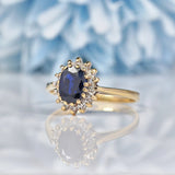 Ellibelle Jewellery Vintage 1980s Sapphire & Diamond Cluster Ring