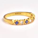 Ellibelle Jewellery Vintage 1980s Sapphire & Diamond Half Eternity Band Ring