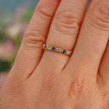 Ellibelle Jewellery Vintage 1980s Sapphire & Diamond Half Eternity Band Ring