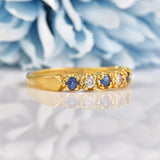 Ellibelle Jewellery Vintage 1980s Sapphire & Diamond Half Eternity Band Ring