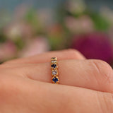 Ellibelle Jewellery Vintage 1980s Sapphire & Diamond Half Eternity Band Ring