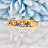 Ellibelle Jewellery Vintage 1980s Sapphire & Diamond Half Eternity Band Ring