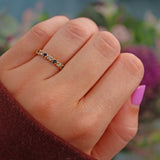 Ellibelle Jewellery Vintage 1980s Sapphire & Diamond Half Eternity Band Ring