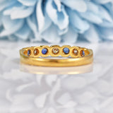 Ellibelle Jewellery Vintage 1980s Sapphire & Diamond Half Eternity Band Ring