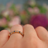 Ellibelle Jewellery Vintage 1980s Sapphire & Diamond Half Eternity Band Ring