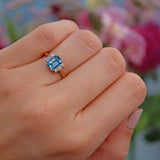 Ellibelle Jewellery Vintage 1980s Swiss Blue Topaz & Diamond Ring