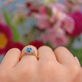 Ellibelle Jewellery Vintage 1980s Swiss Blue Topaz & Diamond Ring