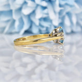 Ellibelle Jewellery Vintage 1981 Aquamarine & Diamond Three Stone Ring