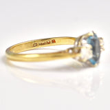Ellibelle Jewellery Vintage 1981 Aquamarine & Diamond Three Stone Ring