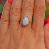 Ellibelle Jewellery Vintage 1981 Natural Opal & Diamond 18ct Gold Cluster Ring