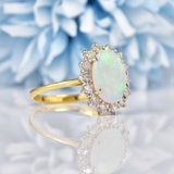 Ellibelle Jewellery Vintage 1981 Natural Opal & Diamond 18ct Gold Cluster Ring