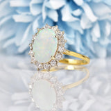 Ellibelle Jewellery Vintage 1981 Natural Opal & Diamond 18ct Gold Cluster Ring