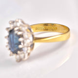 Ellibelle Jewellery Vintage 1981 Natural Sapphire & Diamond 18ct Gold Cluster Ring