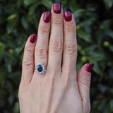 Ellibelle Jewellery Vintage 1981 Natural Sapphire & Diamond 18ct Gold Cluster Ring