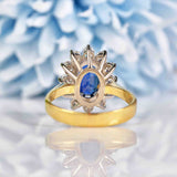 Ellibelle Jewellery Vintage 1981 Natural Sapphire & Diamond 18ct Gold Cluster Ring