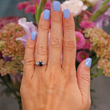 Ellibelle Jewellery Vintage 1983 Blue Sapphire & Diamond Three Stone Ring
