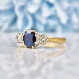 Ellibelle Jewellery Vintage 1983 Blue Sapphire & Diamond Three Stone Ring