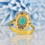 Ellibelle Jewellery Vintage 1983 Emerald & Diamond 18ct Gold Cluster Ring