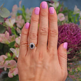 Ellibelle Jewellery Vintage 1984 Sapphire & Diamond 18ct Gold Cluster Ring