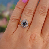 Ellibelle Jewellery Vintage 1984 Sapphire & Diamond 18ct Gold Cluster Ring