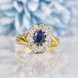Ellibelle Jewellery Vintage 1984 Sapphire & Diamond 18ct Gold Cluster Ring