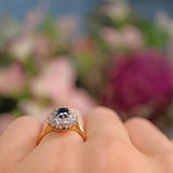 Ellibelle Jewellery Vintage 1984 Sapphire & Diamond 18ct Gold Cluster Ring