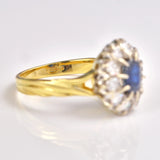 Ellibelle Jewellery Vintage 1984 Sapphire & Diamond 18ct Gold Cluster Ring