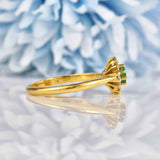 Ellibelle Jewellery Vintage 1985 Emerald & Diamond 18ct Gold Daisy Cluster Ring