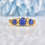 Ellibelle Jewellery Vintage 1985 Sapphire & Diamond 18ct Gold Ring