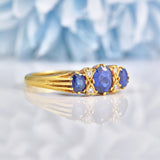 Ellibelle Jewellery Vintage 1985 Sapphire & Diamond 18ct Gold Ring