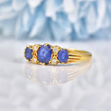 Ellibelle Jewellery Vintage 1985 Sapphire & Diamond 18ct Gold Ring