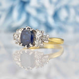 Ellibelle Jewellery Vintage 1985 Sapphire & Diamond 18ct Gold Seven Stone Ring